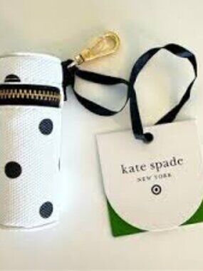 NWT KATE STAPE LIPSTICK HOLDER/BAG CHARM BLACK AND WHITE POLKA DOT
